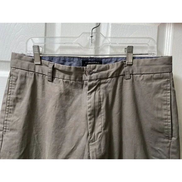 Banana Republic Chino Pants Gavin Men's 34x30 Green Straight Leg Cotton Mid Rise - Picture 4 of 7